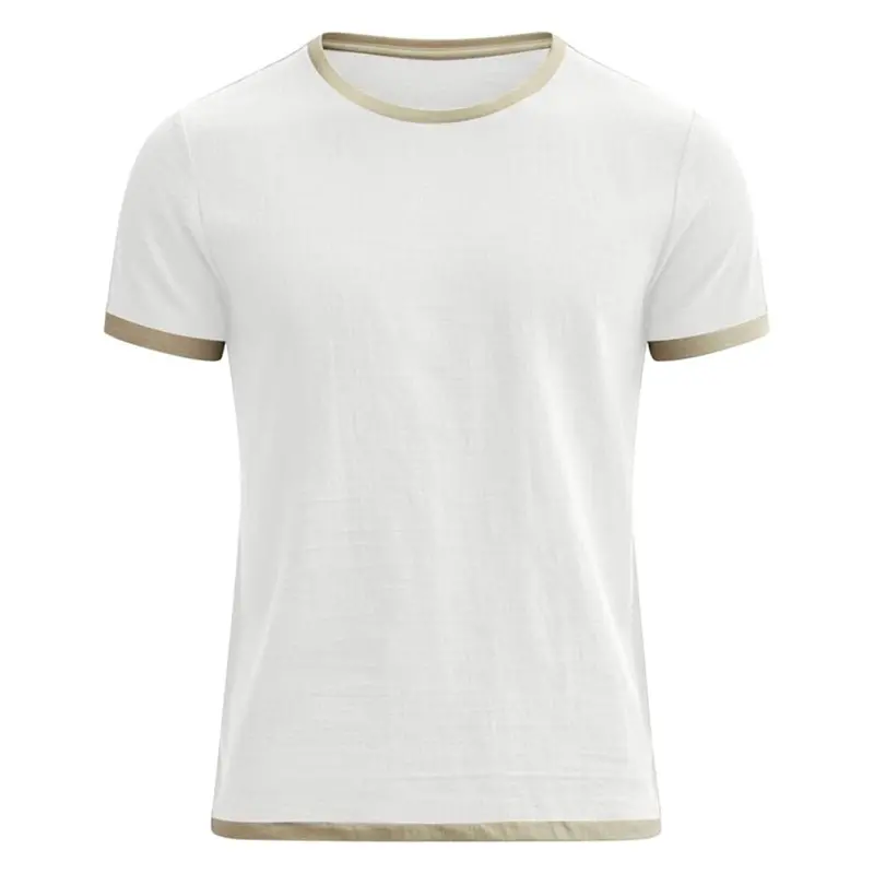Men's Cotton Short Sleeve Crewneck Linen T-Shirt 1