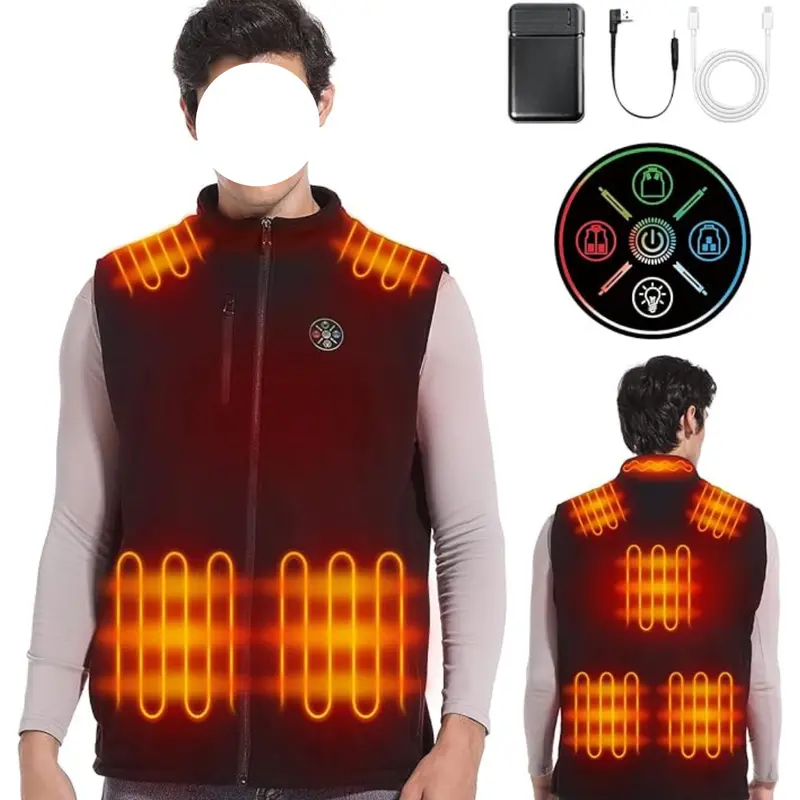 Men's Fleece Heated Vest, 8 Heating Pads 1