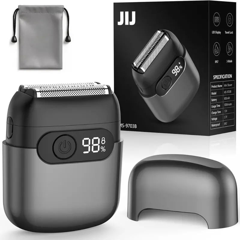Men's Ipx7 Waterproof Wet/Dry Mini Electric Razor With 3 Floating Blades 1