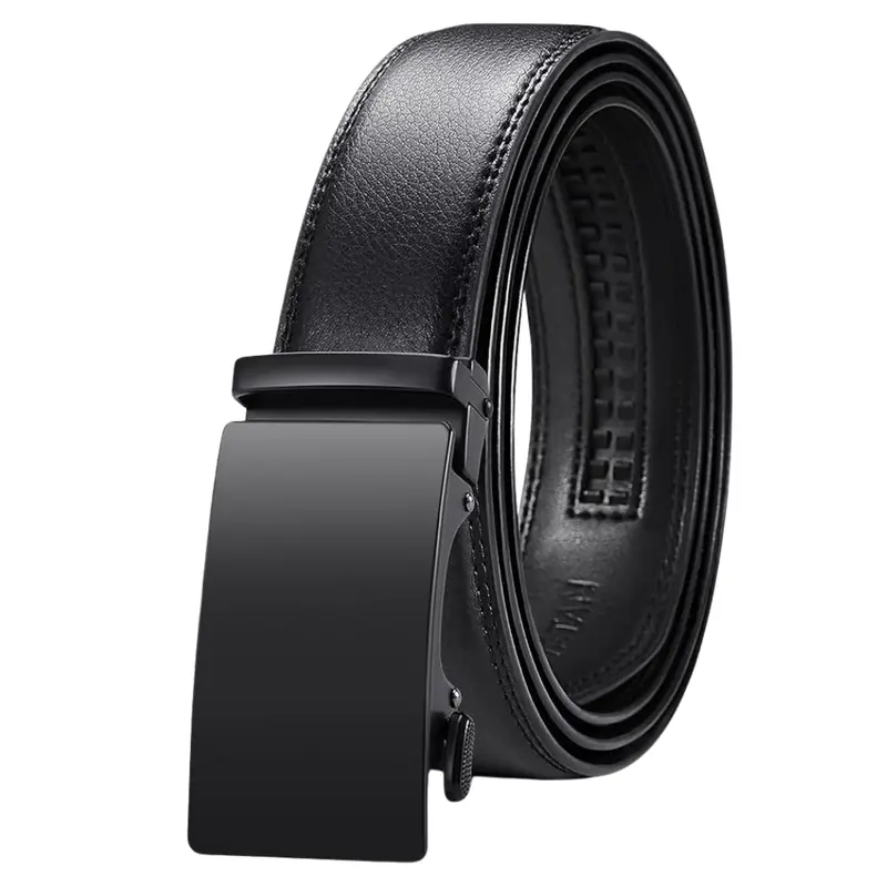 Men's Leather Ratchet Belt W/ Adjustable Buckle (32" To 38") 1