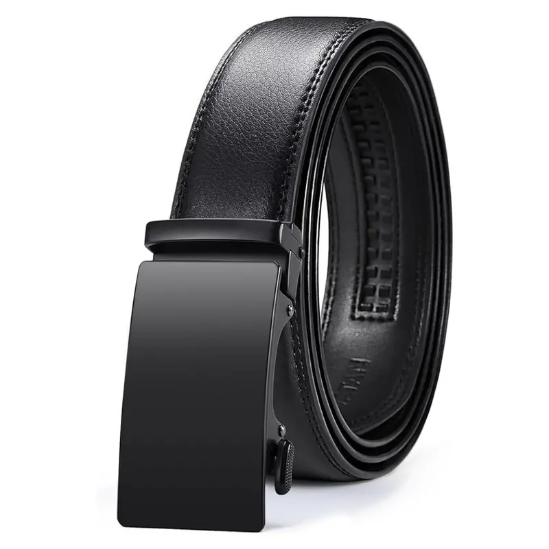 Men's Leather Ratchet Belt With Adjustable Buckle (32" To 38") 1