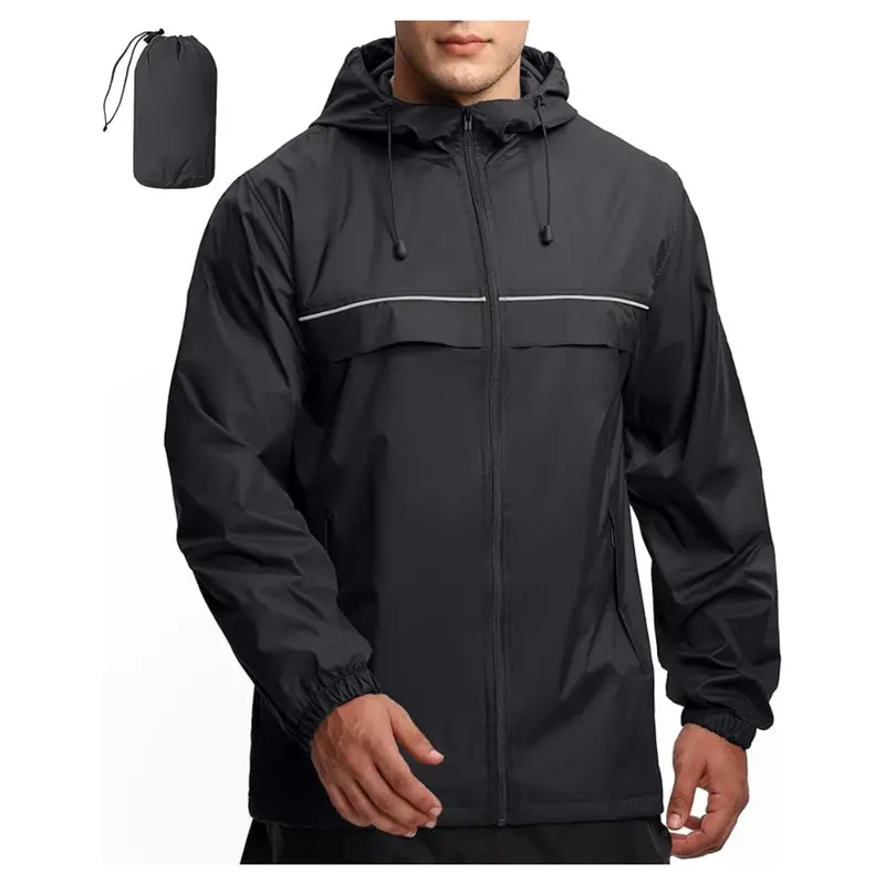Men's Lightweight Waterproof Windbreaker Hooded Rain Jacket 1