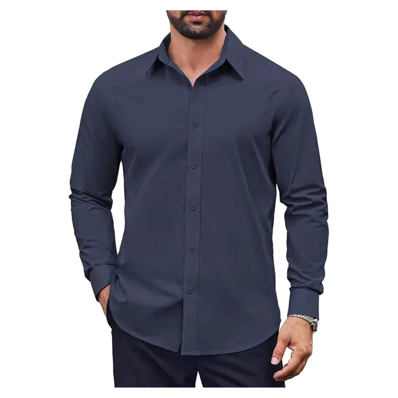 Men's Long Sleeve Casual Button Down Dress Shirts 1