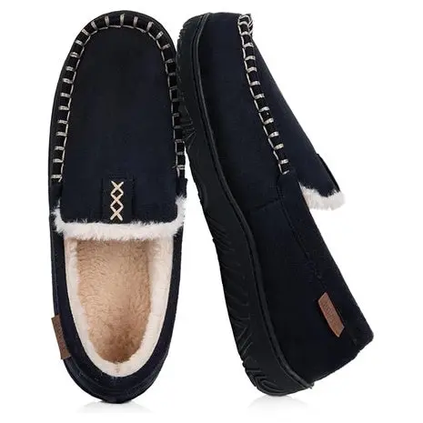 Men’S Memory Foam Moccasin Slippers With Plush Lining 1