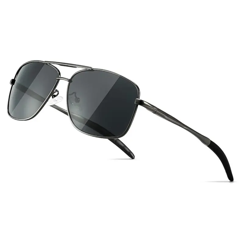 Men's Polarized Square Aviator Sunglasses With Metal Frame 1