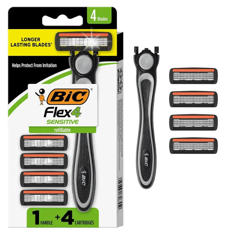 Men's Refillable 4-Blade Razors With 1 Handle 1