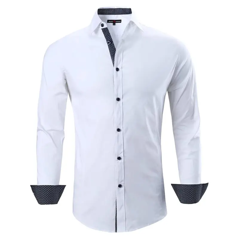 Men's Regular Fit Long Sleeve Stretch Dress Shirts 1