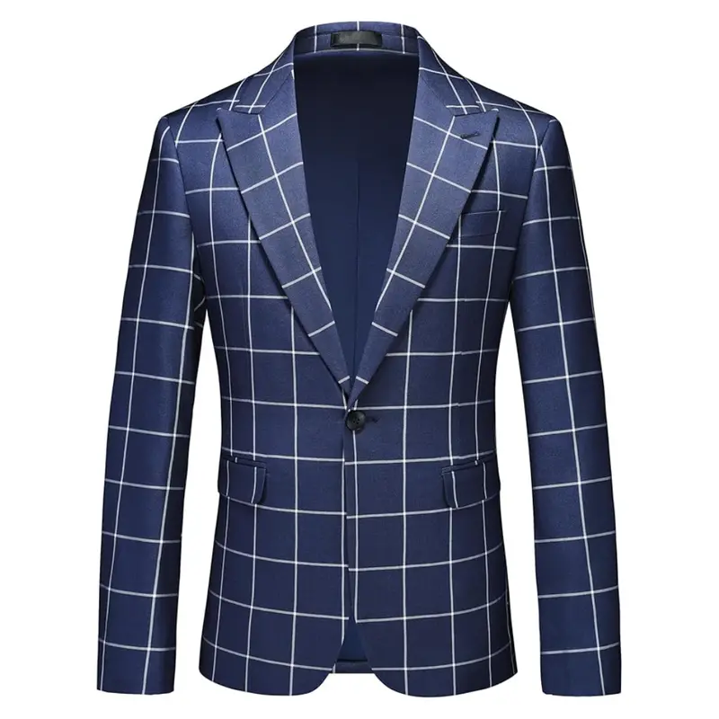 Men's Slim Fit Plaid Checkered Sport Coat 1