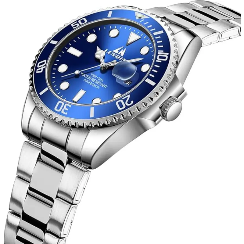 Men's Stainless Steel Waterproof Analog Quartz Watch (Various Colors) 1