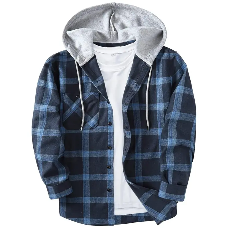 Men's Stylish Flannel Hoodie Shirt Jackets 1