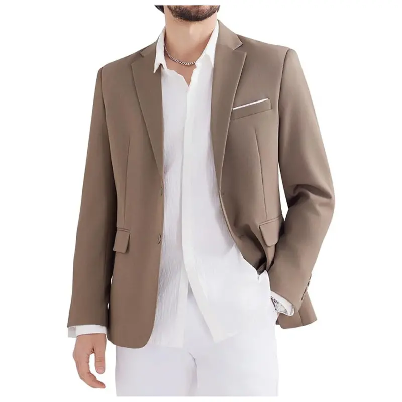 Men's Two Button Solid Color Casual Suit Jacket 1