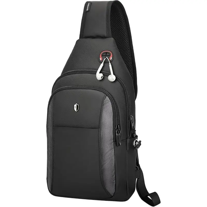 Men's Water Resistant Anti-Theft Crossbody Bag W/ Earphone Hole 1