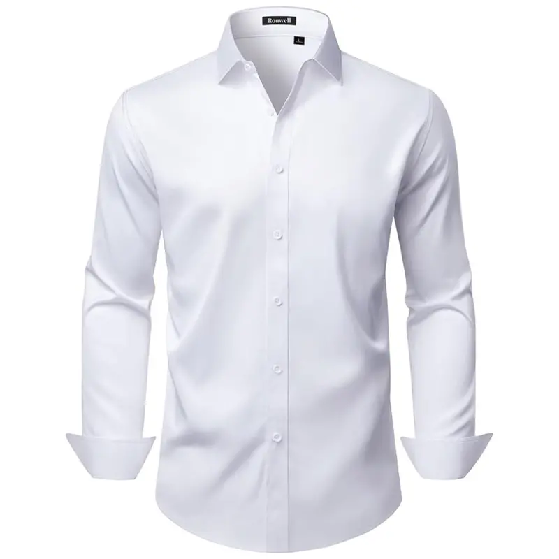 Men's White Non Iron Wrinkle Free Stretch Dress Shirt 1