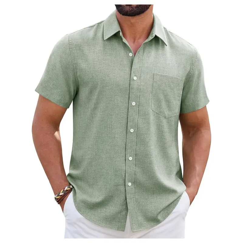Men's Wrinkle Free Casual Linen Shirts 1