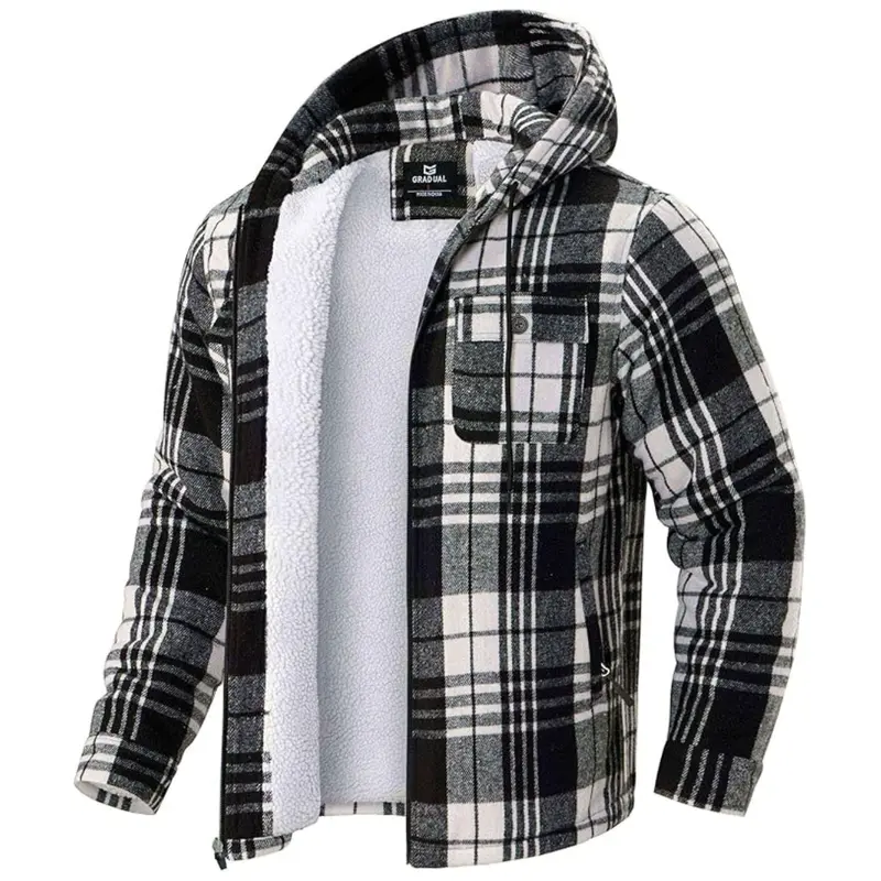 Men's Zip Up Flannel Fleece Sherpa Jacket 1