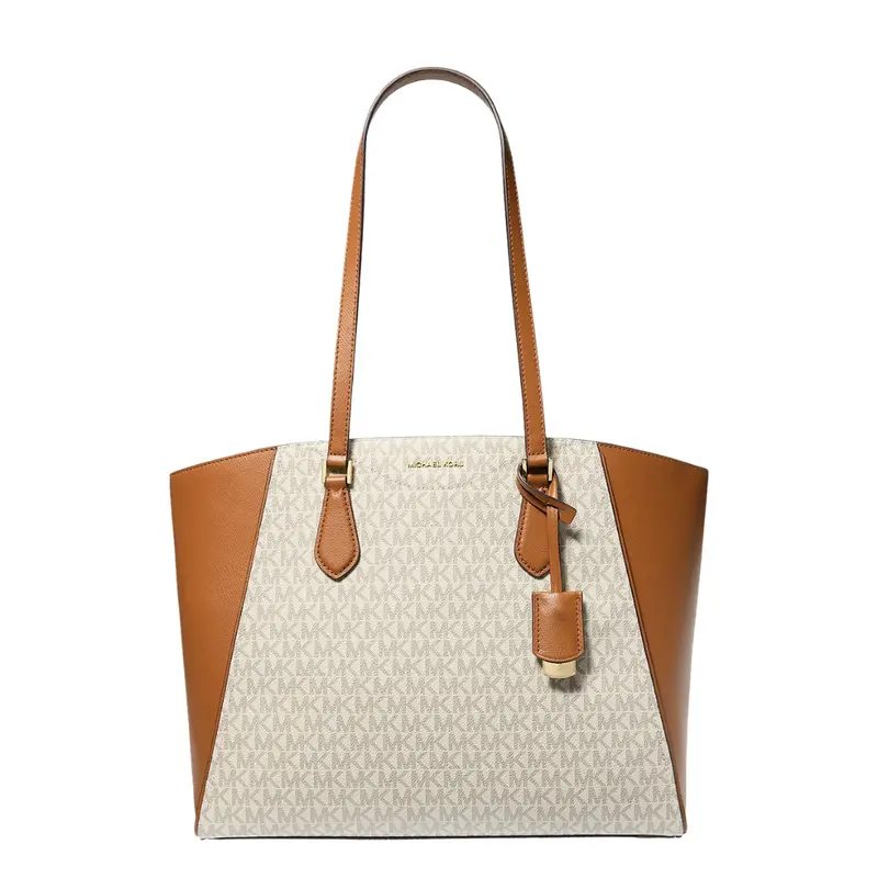 Michael Kors Taryn Large Multi-Functional Top-Zip Tote Bag (Vanilla/Acorn) 1