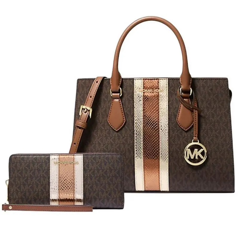 Michael Kors Women's Signature Logo Satchel W/ Continental Wallet 1