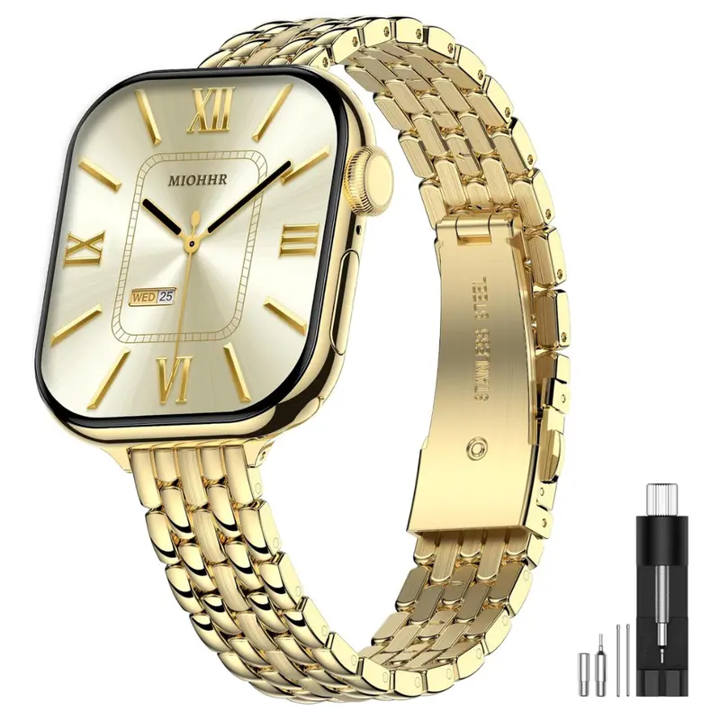 Miohhr Women's Slim Stainless Steel Apple Watch Bands 1