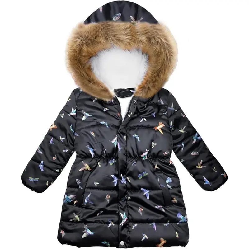 Miss Bei Girl's Flower Print Parka Outwear Hooded Jacket (Various) 1