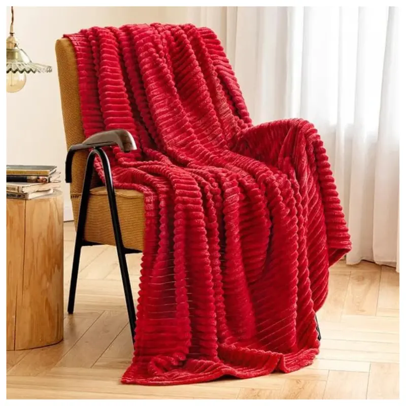 Miulee 3D Ribbed Jacquard Fleece Throw Blanket 1