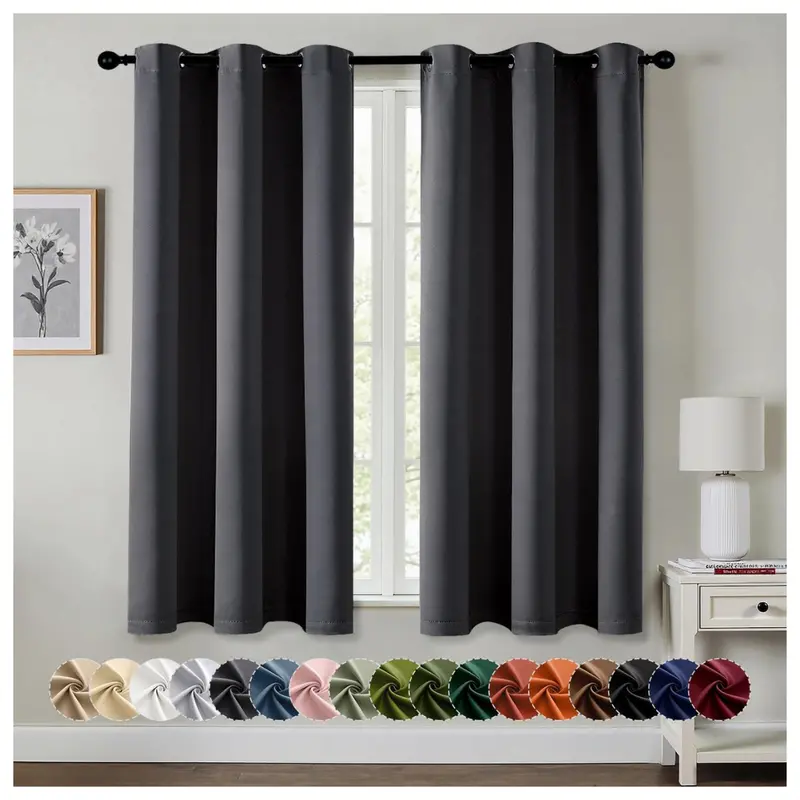 Miulee 63" Long 2 Panels Dark Grey Blackout Curtains 1