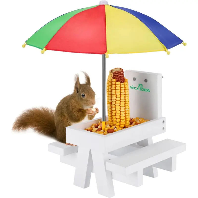 Mixxidea Squirrel Feeder Table With Umbrella 1