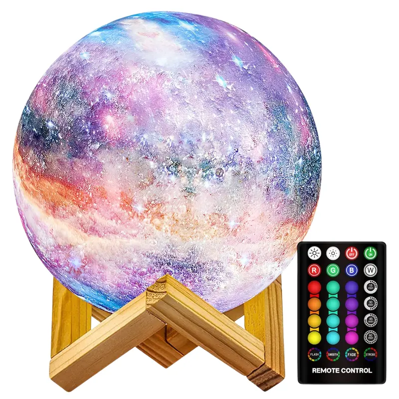 Moon Lamp 16 Color 3D Galaxy Night Light W/ Remote Usb Rechargeable 1