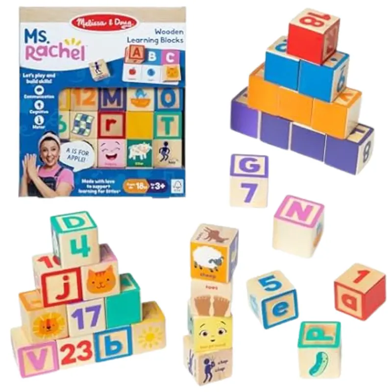 Ms. Rachel Melissa & Doug Letter, Number, & Game Wooden Learning Blocks 1