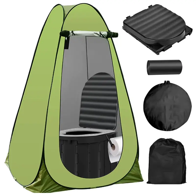 Musment Portable Foldable Camping Toilet Set With Privacy Tent 1