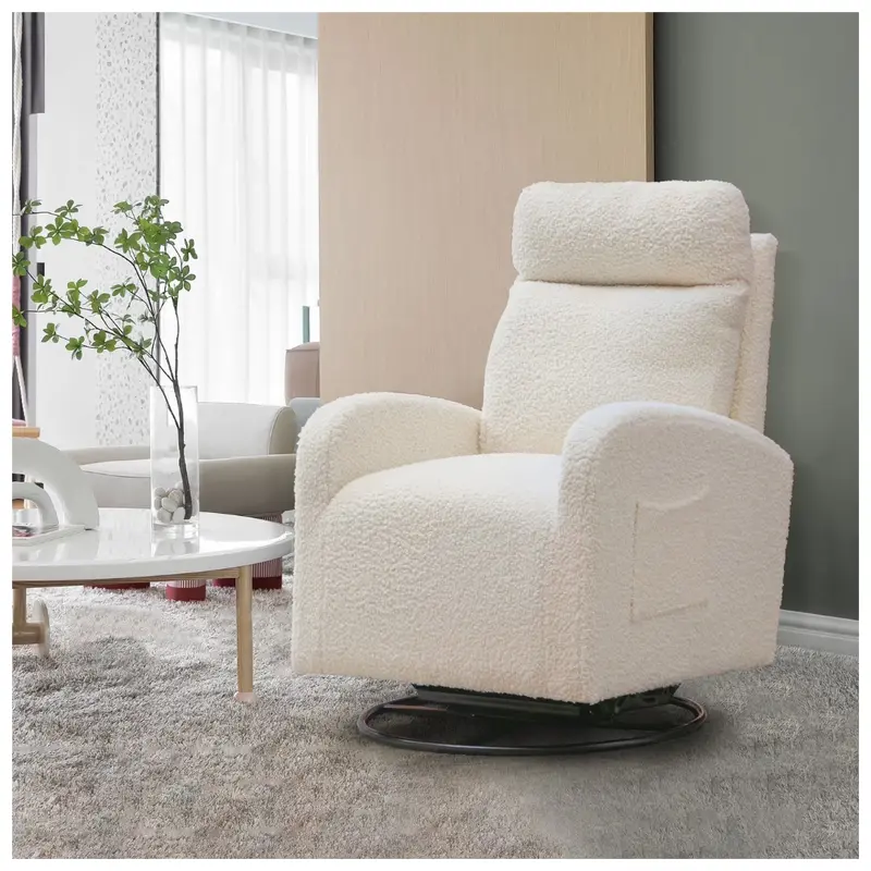 Muumblus Teddy Nursery Glider Swivel Rocker Chair W/ Lumbar Pillow 1