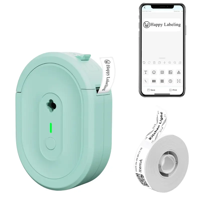 Nadaiin N12 Portable Mini Bluetooth Label Maker With Tape (Green) 1