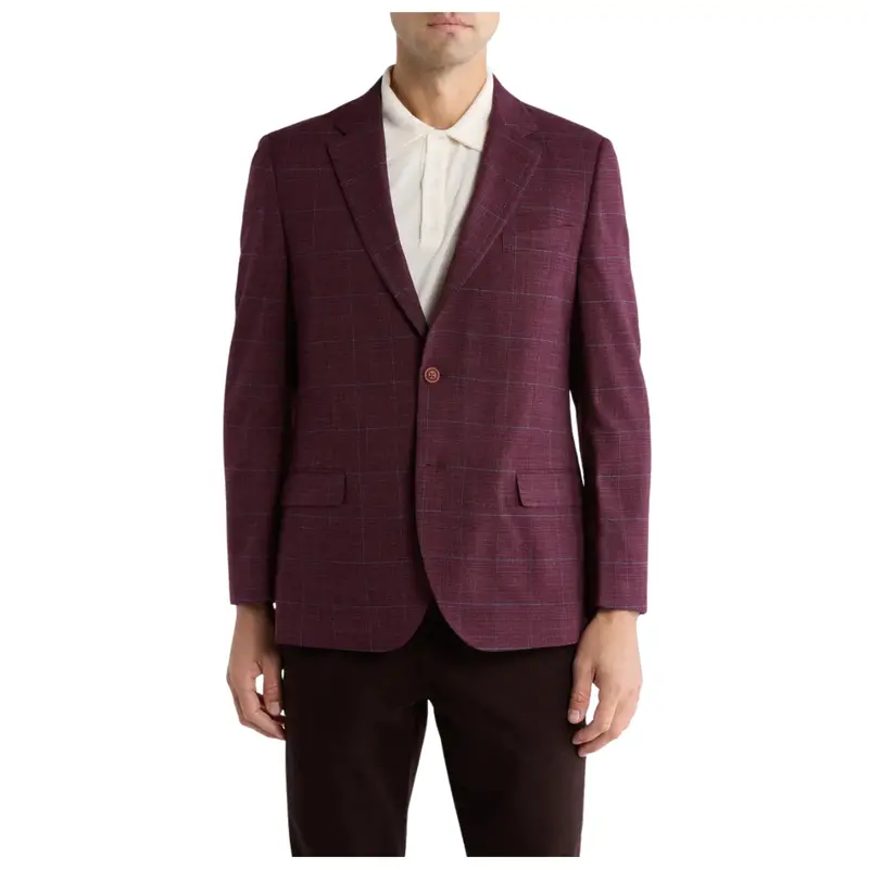 Nautica Men's Windowpane Notch Lapel Stretch Blazer 1