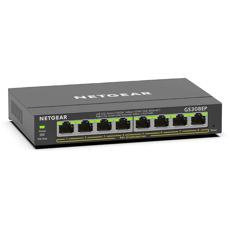 Netgear 8-Port Poe Gigabit Ethernet Plus Switch (Gs308ep) 1