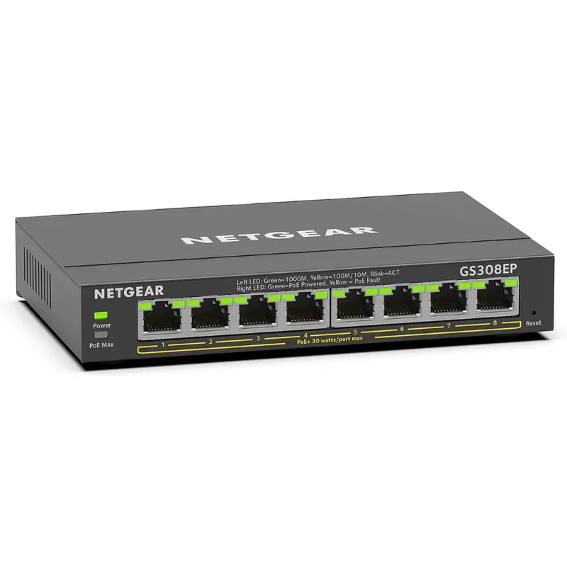 Netgear 8-Port Poe Gigabit Ethernet Plus Switch (Gs308ep) 1