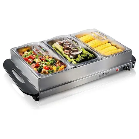 Nutrichef 3-Tray Buffet Server & Food Warmer 1