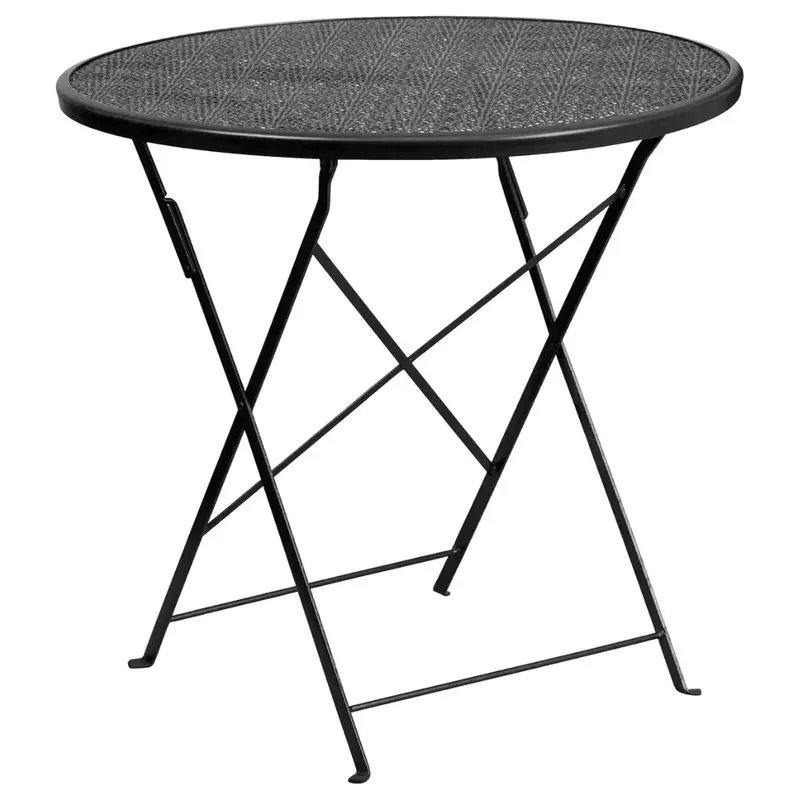 Oia Commercial Grade 30" Round Steel Folding Patio Table 1