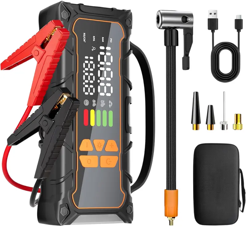 Okrinec 4000A / 10000Mah Battery Jump Starter W/ 160Psi Tire Inflator 1