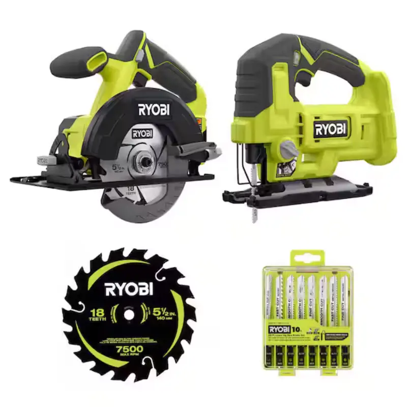 One+ 18V Cordless 2-Tool Combo Kit W/ Circular Saw & Jig Saw W/ Extra Blades 1