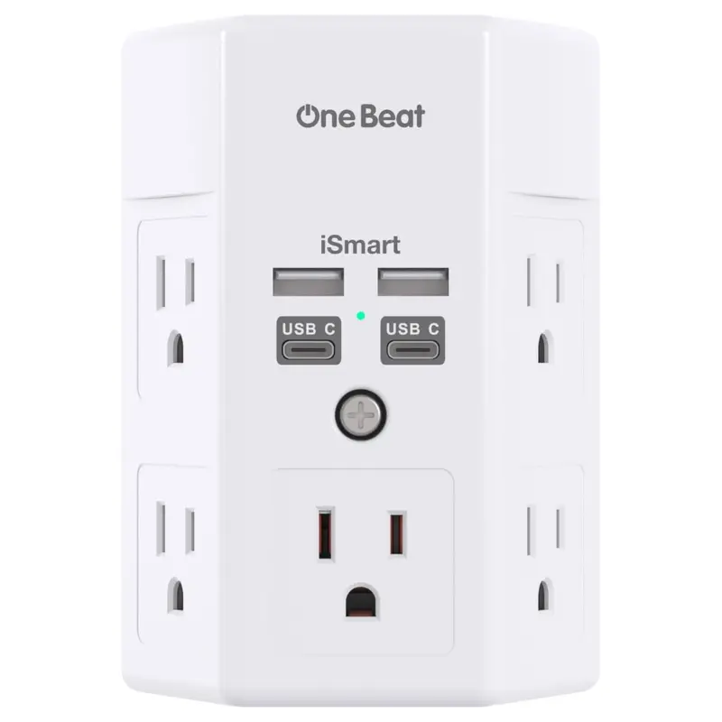 One Beat 3-Prong Wall Outlet Surge Protector (5X Ac & 4X Usb) 1