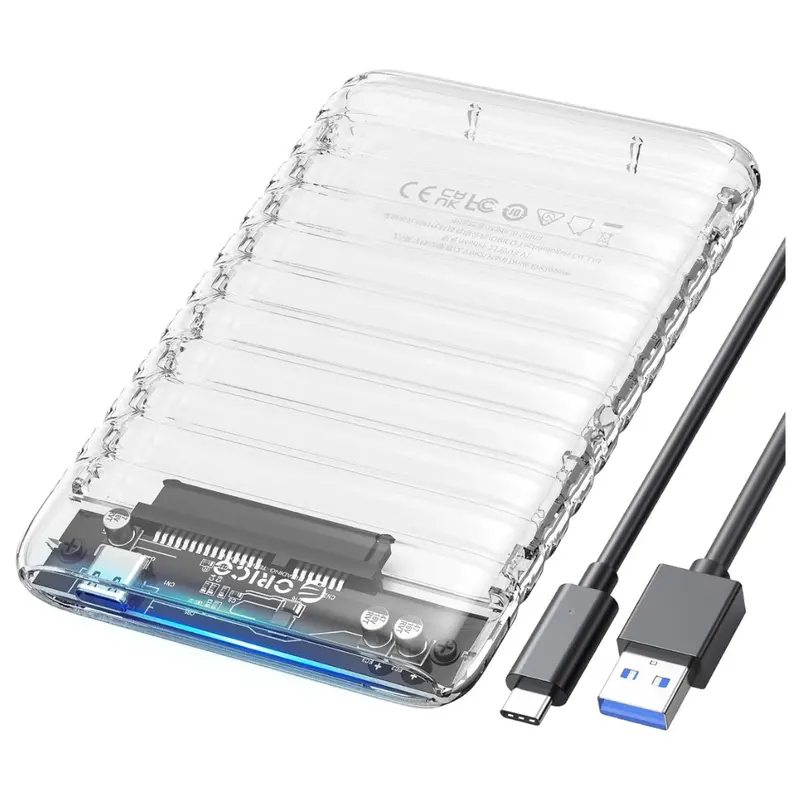 Orico 2.5" Clear Hard Drive Enclosure (Usb C To Sata Iii) 1