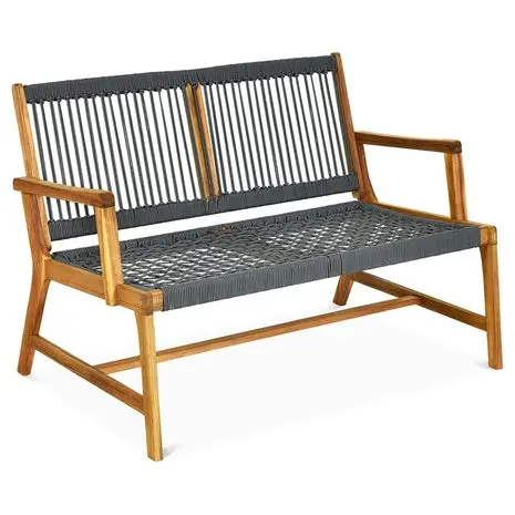Outdoor Patio Acacia Wood Bench Loveseat 1
