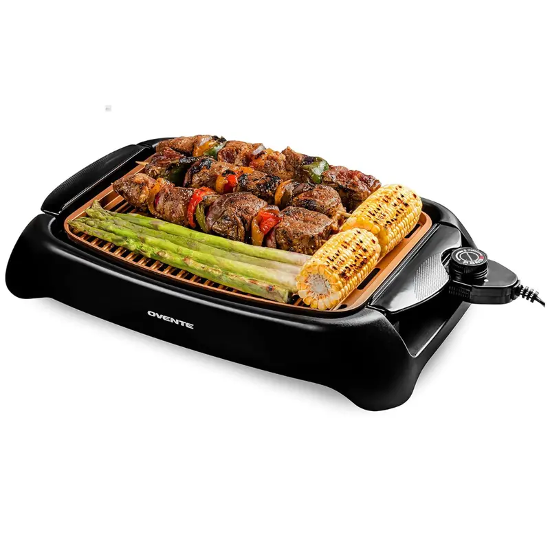 Ovente 1000W Electric Indoor Grill W/ 13" X 10" Non-Stick Plate 1