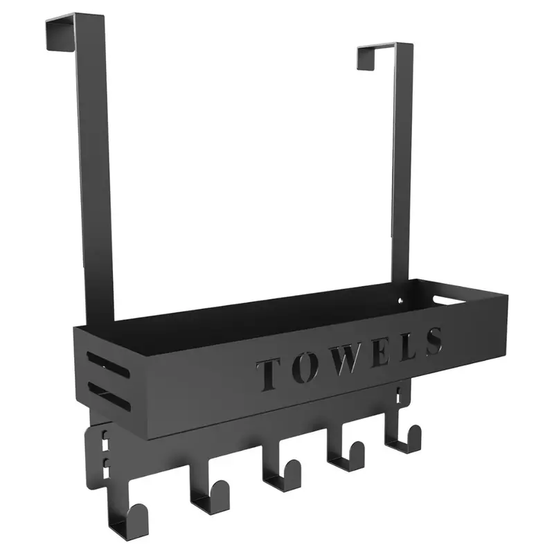 Over The Door Towel Rack With Tray And 5 Hooks 1