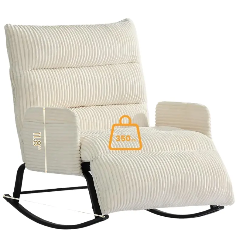 Oversized Rocking Chair With Adjustable Backrest And Footrest 1