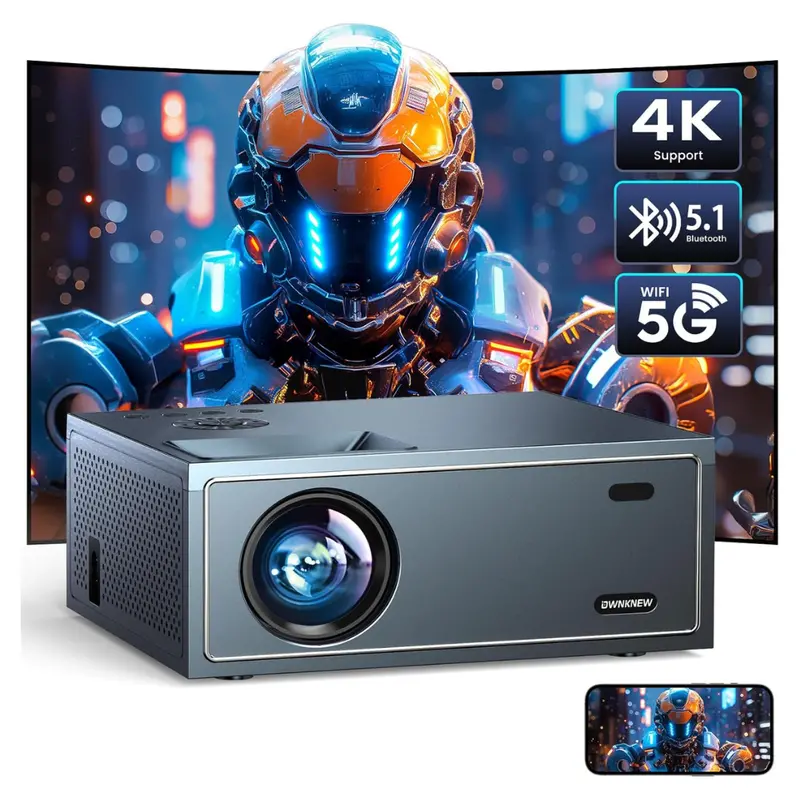Ownknew 4K Support Mini Projector W/ Wifi & Bluetooth 1
