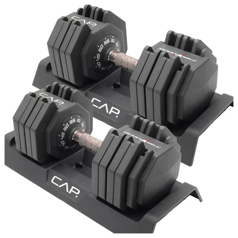 Pair Of Cap Barbell Adjustable 55 Lb Dumbbells W/ Copper Handle 1