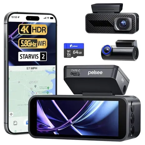 Pelsee P1 Pro 4K Front & Rear Dash Cam With Sony Starvis 2 Sensor 1