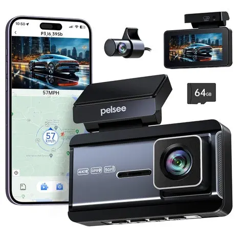 Pelsee P3 4K & 1080P Front And Rear Dash Cam With Night Vision & Parking Mode 1