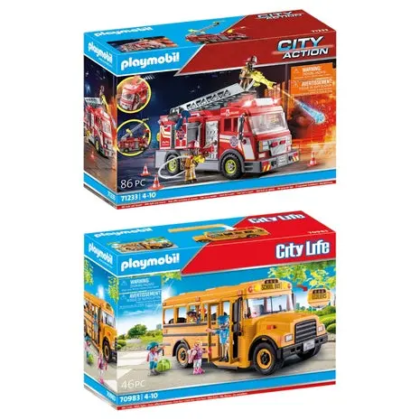 Playmobil Fire Truck & Playmobil School Bus 1