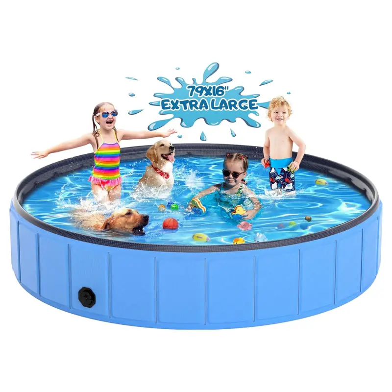 Portable Foldable Extra Large Plastic Dog Pool (79'' X 16'') 1
